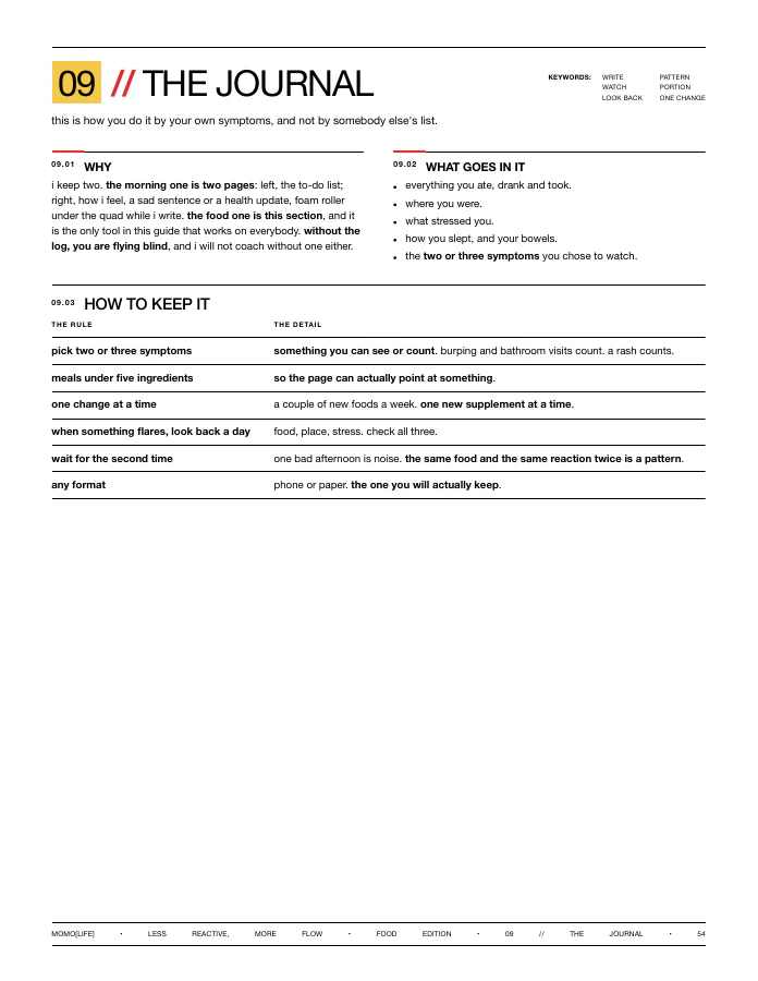 the journal page inside the health guide.